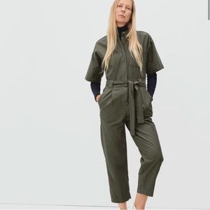 Everlane The Fatigue Short-Sleeve Jumpsuit Kalamata Green
